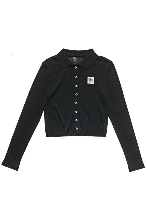 Stussy Womens Markham Rib LS Shirt Long Sleeve T Shirt Black - BGMPU5760